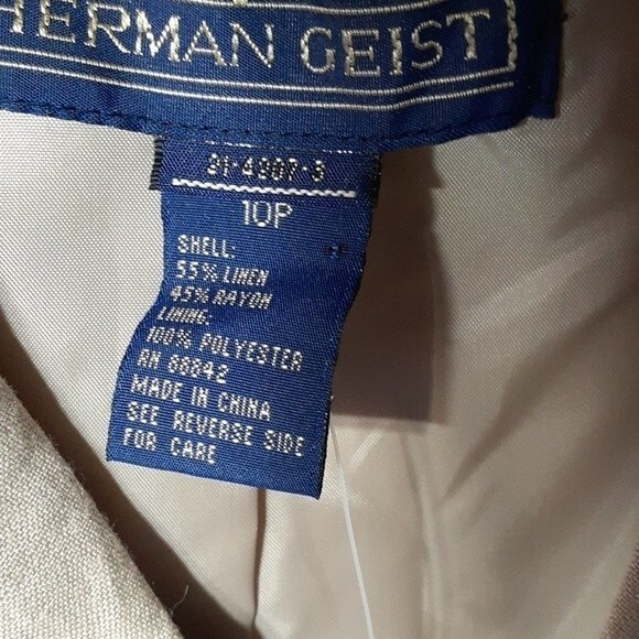 Linen jacket new Herman Geist bomber 10p 10 m beige tan summer classic career - Picture 6 of 7